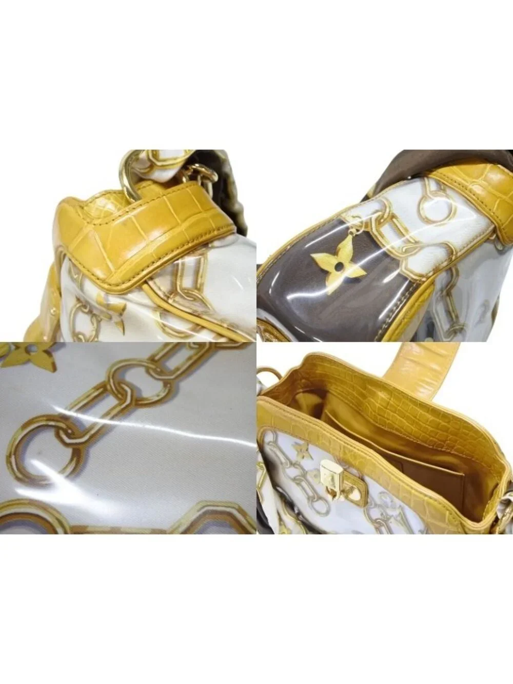 Louis Vuitton Sac Fural Shoulder Bag Tote White Yellow Gold